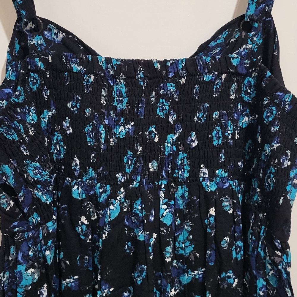 Torrid Blue and Black Floral Challis Midi Dress - Picture 9 of 9